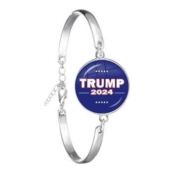 Tovább Amerika Nagy Karkötő 2024 USA Trump Gyűjtemény Üveg Cabochon ezüstözött Karkötő Ékszer A Nők a Férfiak Támogatás Trump