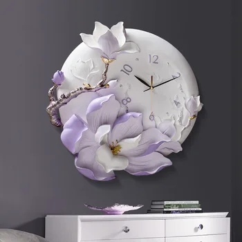 Kínai stílusú, kézzel festett óra virág dekoráció, fali óra, nappali, hálószoba multi-funkcionális egyszerű, természetes szépség, divat