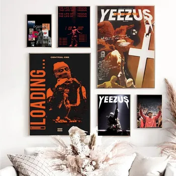 Rap, Pop Énekes Rossz Nyuszi Kanye West Poszter Retro Nátronpapír Vintage Szoba Haza, Bár, Kávézó Berendezés Esztétikai Művészeti Falon Festmény