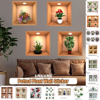 1 Állítsa a Modern Egyszerű Fali Matrica Zöld Növények, Cserepes Növény Illusztráció Dekoráció PVC Wall Art Matricák Nappali Dekor Háttérképek