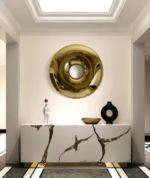 Fém fánk folyosó, étkező, nappali hotel modell szobában TV háttér fali dekoratív rozsdamentes acél falra
