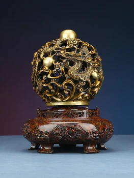 35.5 cm-es Gyönyörű Réz Bronz Jiuzhuan Qiankun ding Szobor jó szerencsét délről északra Dekoráció Nappali, iroda Dekoráció