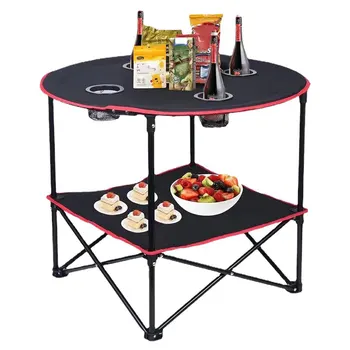 Összecsukható Kemping Asztal Dupla Rétegű, 4 Üveg Slot Piknikezni 2 kg Saját Tömeg Összecsukható Asztal