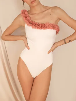 Egy Váll Csipke egyrészes Fürdőruha Női Fürdőruha 2023 Slim Fit Divat Bikini Öltöny Nyári Vakáció fürdőruha Strandcuccot