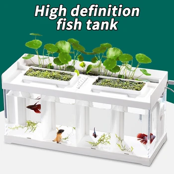 Kis akvárium Szűrő, LED Akvárium Tartály Kit, Irodai Asztal akvárium, Mini AquariumFish,2-4 Rács Design Dropshipp