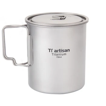 Tiartisan EDC Titán Bögre 750ml Összecsukható Fogantyú Pot Ultrakönnyű Szabadtéri Piknik Kemping Edények Drinkware Titán Csésze Víz