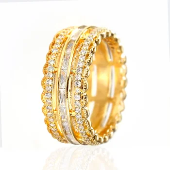 Huitan Gyönyörű Design Arany Színű Gyűrű Hölgy Eljegyzési Ceremónia Tartozékok Fényes Cirkónium-oxid Divat a Nők Parti Ékszer