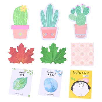 Koreai Aranyos Növény Kaktusz Memo Párna Aranyos 3D Marple Levél Sticky Notes Naplózó Vissza az Iskolába, Jegyzettömbök Post Lányok, Papíráru