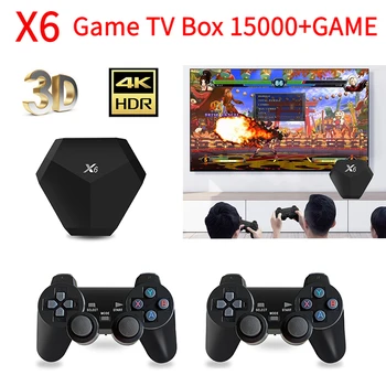 X6 Játékok Box videojáték-Konzol HD-4K-s, 3D-s Vezeték nélküli Gamepad Kezelni 15000 Játékok 64 gb-os Retro Klasszikus Játék Doboz