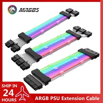 TÁPEGYSÉG Kábelét RGB, ATX 24Pin GPU 8Pin Tripla Streamer PCI-E 6+2P Kettős Szivárvány Kábel 5V Fordította PC Esetben Dekoráció