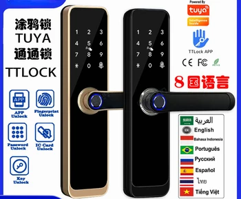 Tuya Wifi Elektronikus Intelligens Zár Biometrikus Ujjlenyomat / Smart Kártya / Jelszó / Kulcs/ USB-Sürgősségi Díj
