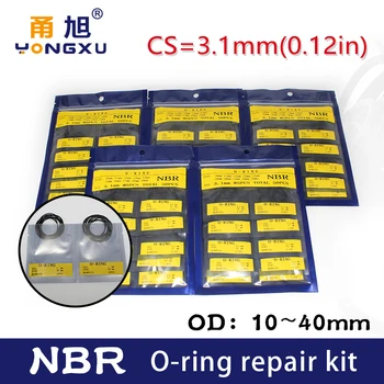 Vízálló olaj ellenálló több méret javító készlet kombináció Nitril gumi O-gyűrű NBR vastagság CS3.1mm tömítés tömítés oring