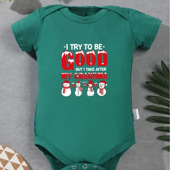 Újszülött Ruhát Partedli Boldog Karácsonyt Nyomtatott Baby Fiú Lány Body Zöld Puha Pamut Rövid Ujjú Karácsony Játszó
