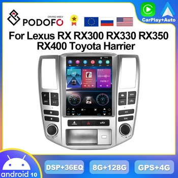 Podofo 4G CarPlay Függőleges Képernyő Rádió Lexus RX300 RX330 RX350 RX400 Androidos Autó Multimédia Lejátszó 2din Tesla Stílusú Sztereó