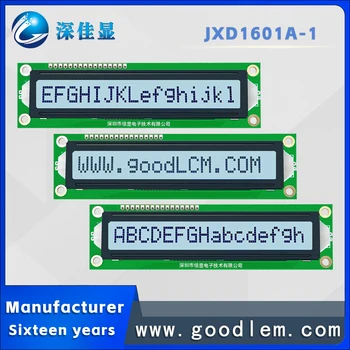 Jó kijelző hatás 16X1 Karakter típus kijelző modul JXD1601A-1 FSTN Fehér Pozitív sorban karakteres lcd kijelző