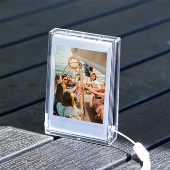 3 inch Csillogó fénykép kártya Tárolási Esetben Átlátszó Kpop Idol Fotó Kártya Szervező Asztali Állvány Képkeret Hordozható Fotó Doboz
