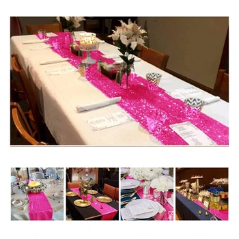 67JB Elegáns Flitterekkel asztali Futó Modern Étkező Asztal Dekoráció, Csillogó, Rózsaszín, asztali Futó a Felek