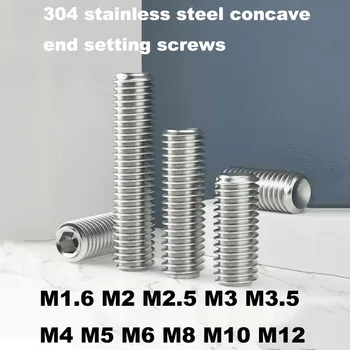 304 rozsdamentes acél homorú vége beállítás csavarok/gép csavar imbusz fej nélküli bázis vezeték M1.6-M12