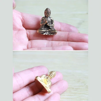 Tiszta Sárgaréz Miniatűr Sákjamuni Buddha Tiszta Réz Miniatűr Sákjamuni Buddha Dekoráció Lakberendezés Miniatűr Figura