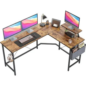 Számítógép asztal, L-alakú játék asztal, otthoni iroda íróasztal levehető a monitor állvány, számítógép asztal
