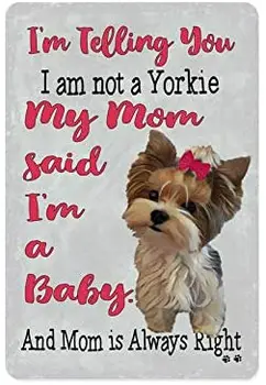 ZMKDLL Yorkshire Terrier, Yorkie Kiskutya Fém Tábla, Nem vagyok egy Yorkie vagyok Baba -adóazonosító Jele, Kültéri Beltéri Fali Panel Vintage Retro