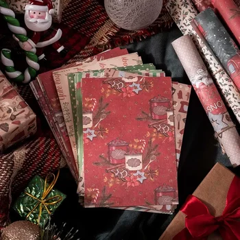 1pack Memo Párna Anyaga Papír Boldog Karácsonyt Journal Scrapbooking Kártyák Retro Háttér Dekoráció, Papír