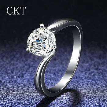 Eredeti 100% - os PT950 Platina Gyűrű 1 Karátos D Szín Moissanite Gyémánt Gyűrű Luxus Esküvői Zenekar, Finom Ékszerek a Nők