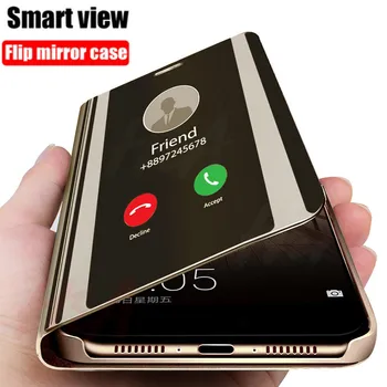 A Samsung A15 Esetben Luxus kihajtható Állvány Tiszta Tükröt Telefon tok Samsung Galaxy A15 15 4G SM-A155F Anti-Őszi hátlap