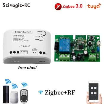 Zigbee 3.0 Átjáró 12V 24V AC / DC 1KRÓN RF Smart Switch, WIFI Tuya Távirányító 433 Kapcsoló 10A Rele Relé Önálló zár
