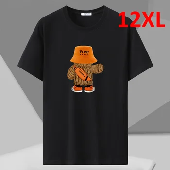 Plus Size 10XL 12XL póló Férfi Nyári Rövid Ujjú Tshirt Pamut Alkalmi Print Póló Férfi Nagy Felsők Pólók 9 Szín