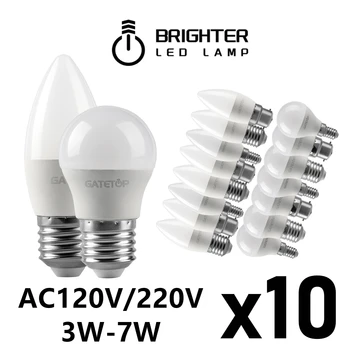 10DB LED izzók Energia-hatékony G45 desztillációs maradékból származott c37 E14 E27 3W-7W AC220V AC120V 3000K/4000K/6000K Led-es Golf Izzó Lámpa Otthoni Dekoráció