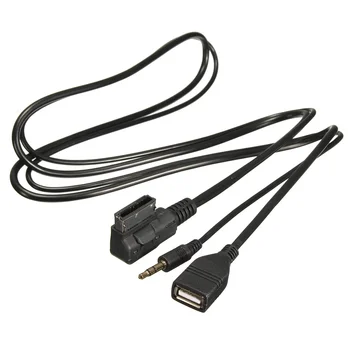 Autó Zene AMI MMI Felület USB, 3,5 mm-es Férfi Aux In Kábel Adapter Audi Q5 Q7 A3 A4L A5 A1 1,5 m / 5ft