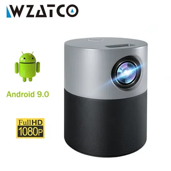 WZATCO E9A Mini Projektor Full HD 1920*1080P Android 9.0 WIFI Blutooth Fürkész 4k Videó Smart LED Projektor házimozi